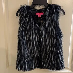 Betsey Johnson Black and White Faux Fur Vest